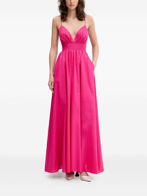 V-neck smocked maxi dress - Pink