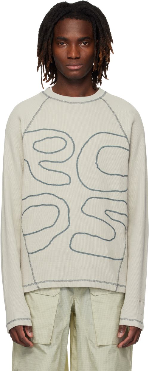 Beige Stack Logo Waffleknit Longsleeve T-shirt