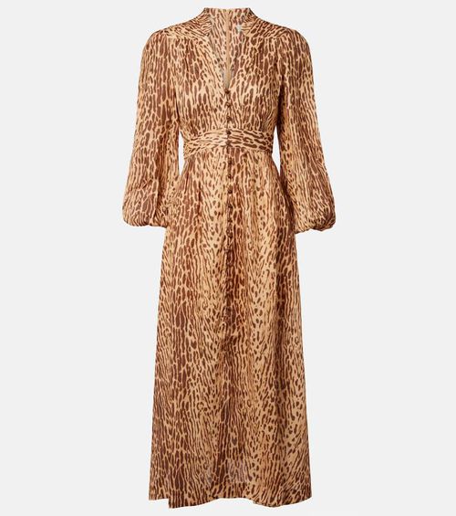 Cascadian leopard-print linen midi dress