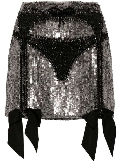 Wiederhoeft lingerie-beaded sequinned miniskirt - Silver