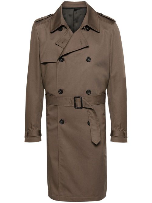 Twill double-breasted trench coat - Brown