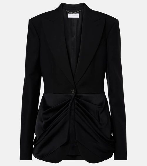 Draped satin-trimmed wool blazer