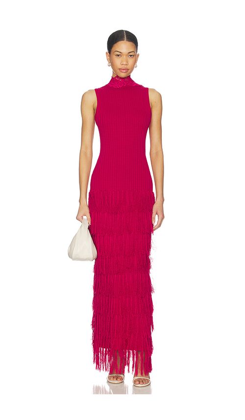 Yellow The Label Phoebe Fringe Dress in Red. XS. Also in S
