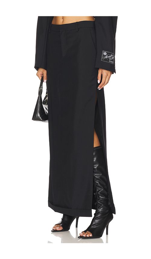 Alexander Wang Mid Rise Tailored Maxi Skirt in Black