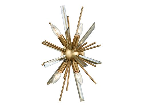 Palisades Ave. 4-Light Wall Sconce in Antique Brass With Champagne Gla