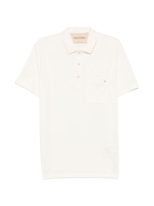 Off White Solid Shirt Collar Polo