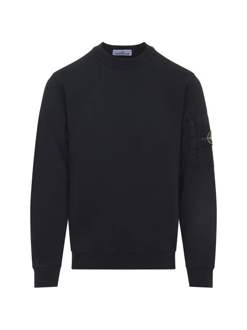 Elasticated Ribbed Crew Neck Sweatshirt with Left Sleeve Ripstop Pocket
