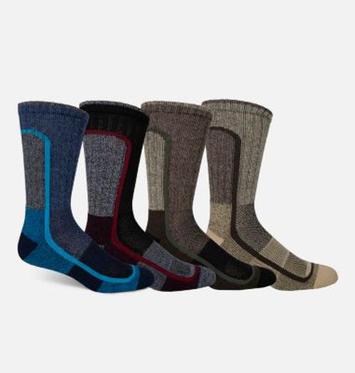 Moisture Control Color Block Crew Socks - 4 Pack-
