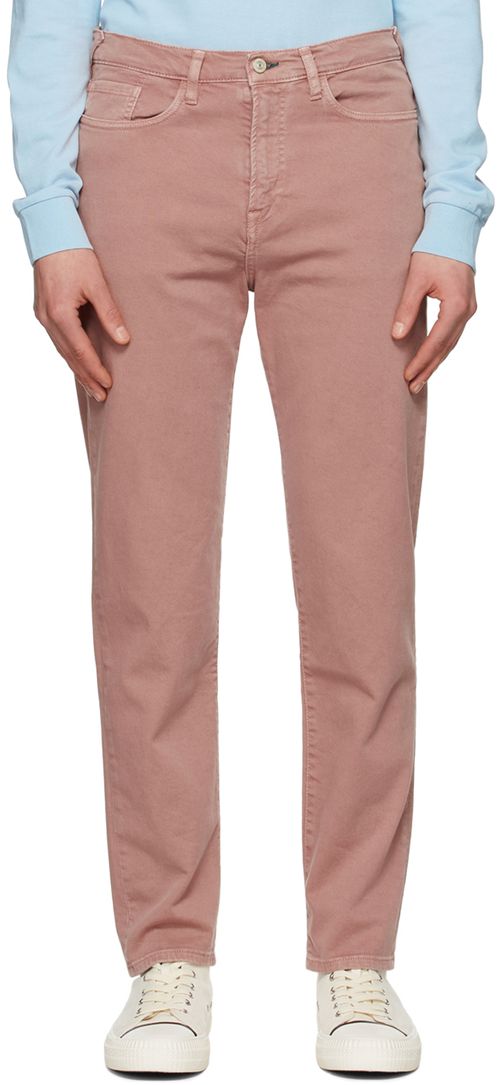 Pink tapered denim jeans
