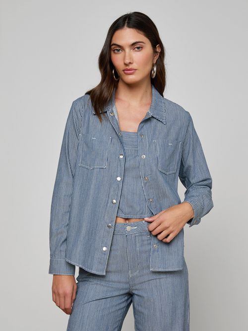 Isla Shirt In Azure Blue Stripe