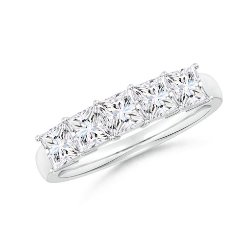 Angara 1.8 CTW Lab-Grown Prong-Set Princess-Cut Diamond Five Stone Wedding Ring in Platinum