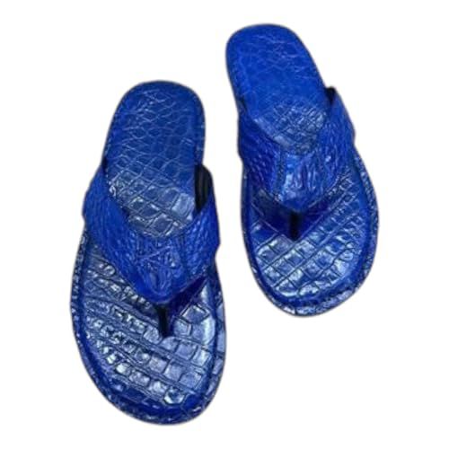 Genuine Allig Skin Flip Flop Leather Sandals for Men's and Women's Real Croco Full-Grain Skin Leather Flip-Flop Slides Comfort Fit Wet Grip (Tan Brown, US Footwear