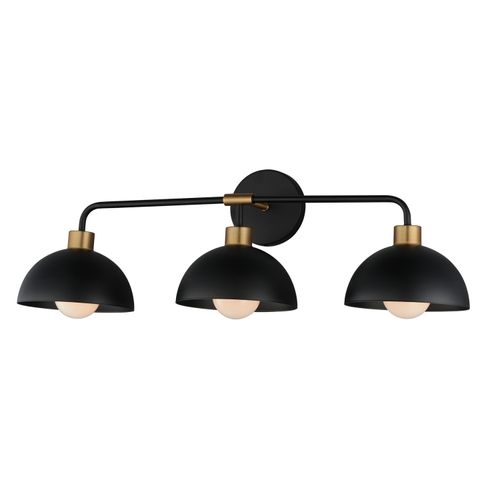 Thelonious 3-Light Bathroom Vanity Light in Black with Natural Aged Bra