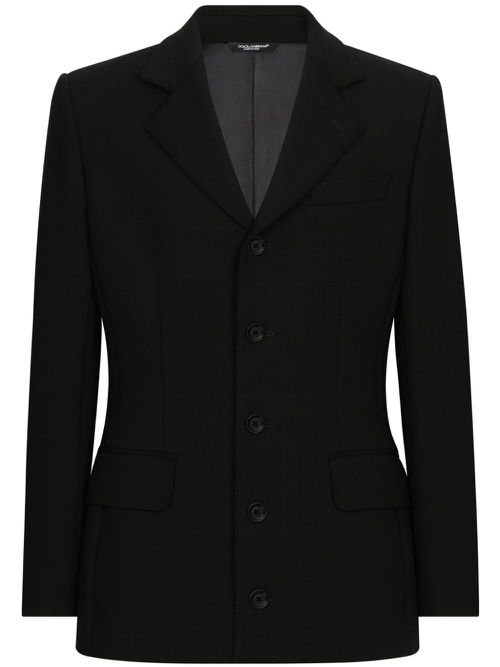 Peak-lapels single-breasted blazer - Black