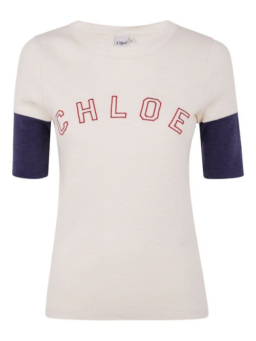 Embroidered-logo ribbed top - White