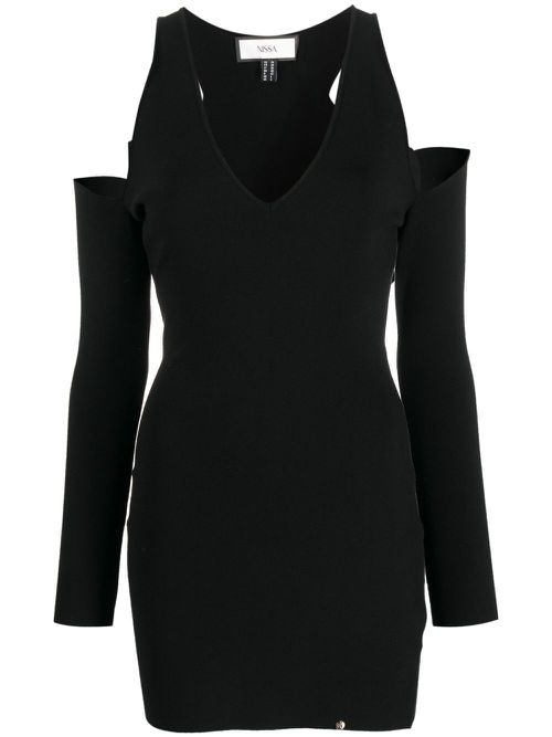 Cold-shoulder mini dress - Black