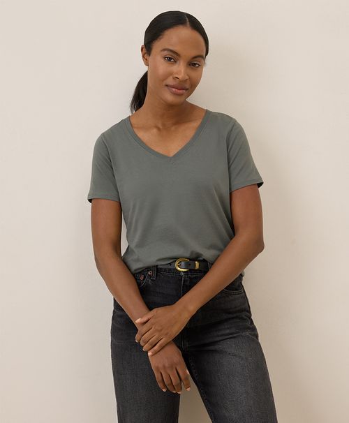 Women's Castor Green Softspun V-Neck Tee