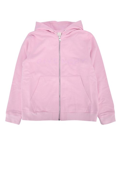 Cotton-Blend Hooded Cardigan — Pink