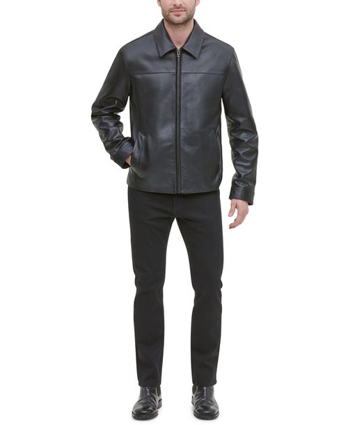 Men's Leather Jacket, Created for Macy's - Black
