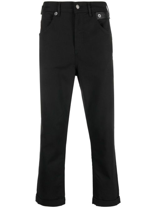 Logo-patch cropped kick-flare trousers - Black