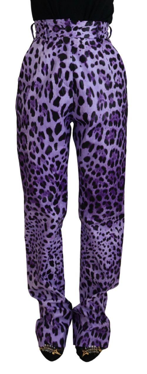 Leopard-Print Trousers — Purple