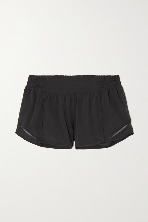 Hotty Hot Low-rise Mesh-paneled Stretch Recycled-swift Shorts - 2.5"