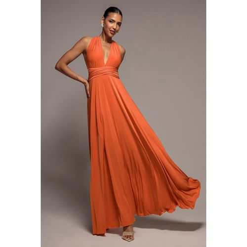 Goddiva Multiway Tie-Up Maxi Dress - Orange