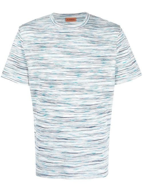 Stripe-print short-sleeved T-shirt - Blue