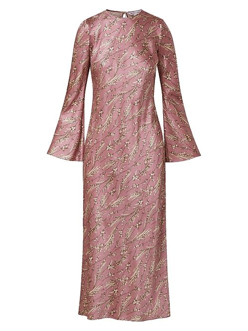 Women's Gemma Floral Silk-Blend Midi-Dress - Orchid Haze Multi