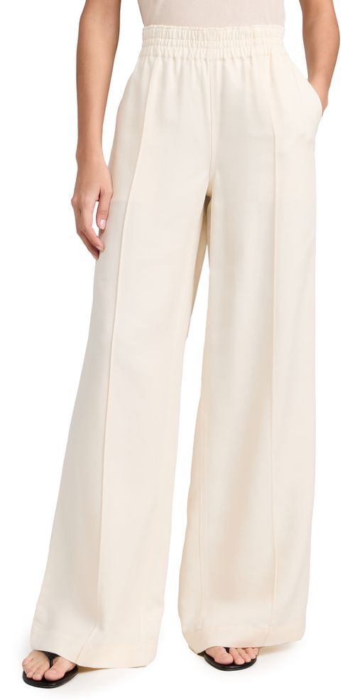 Harper Pants with Elastic Waistband Soft Vanilla