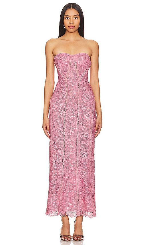 ROCOCO SAND MIDI-KLEID PARIS LACE in Mauve. Größe XS. Also in L
