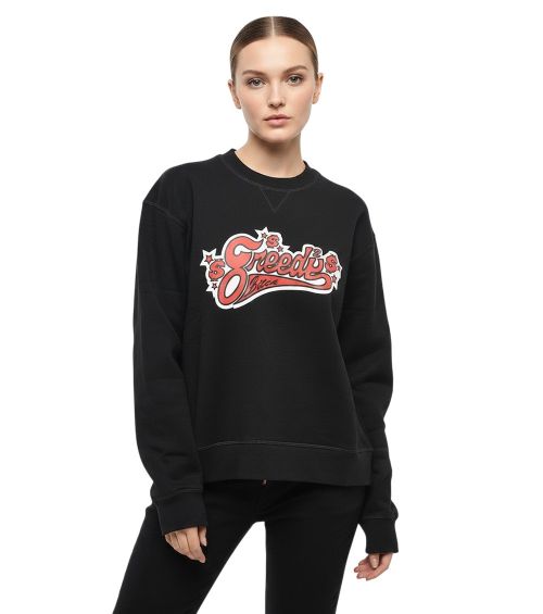 Black Graphic Crew Neck Sweatshirt