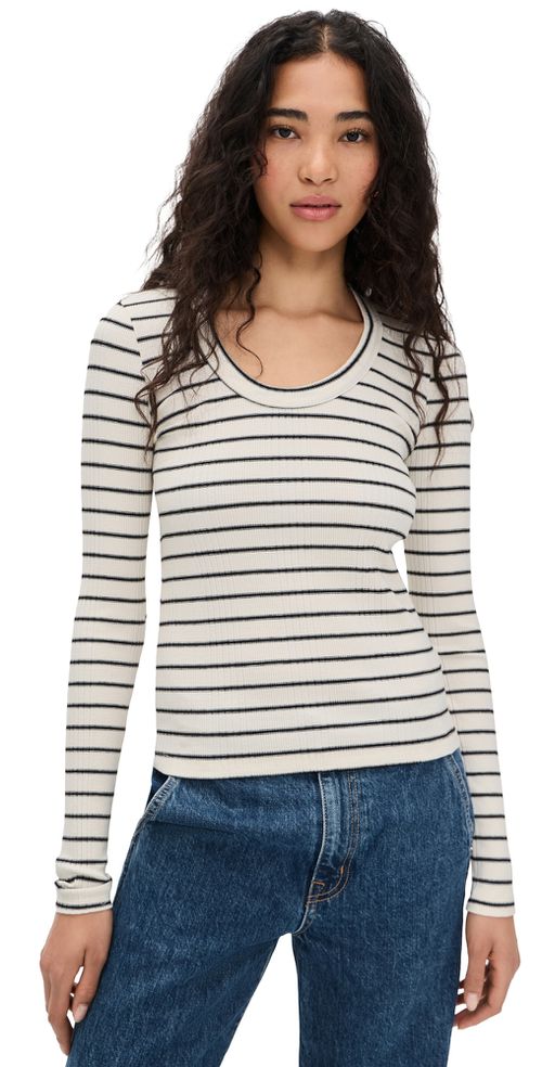 Joanna Long Sleeve Tee Natural/Black