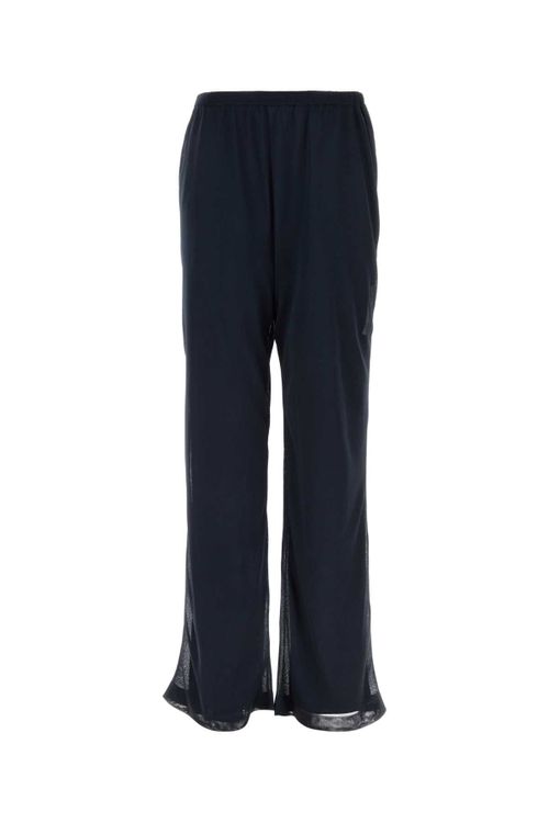 Flared Polyester Trousers — Navy