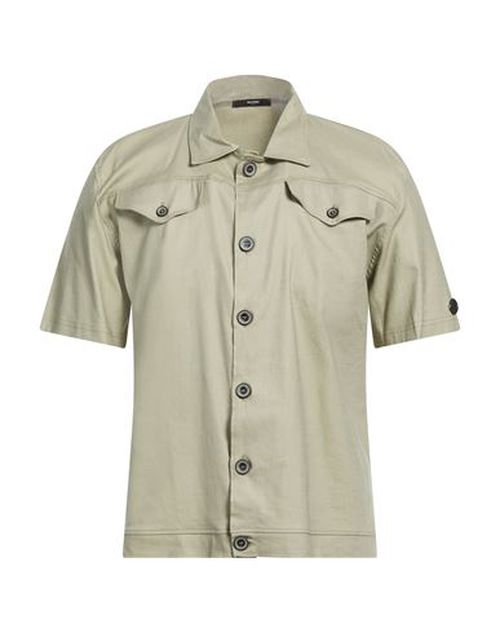 Man Shirt Sage green Size L Viscose, Linen, Cotton, Elastane