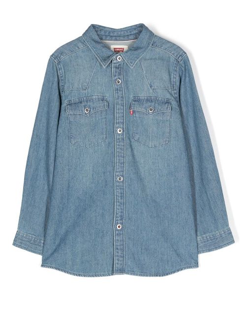Patch-pocket denim shirt - Blue