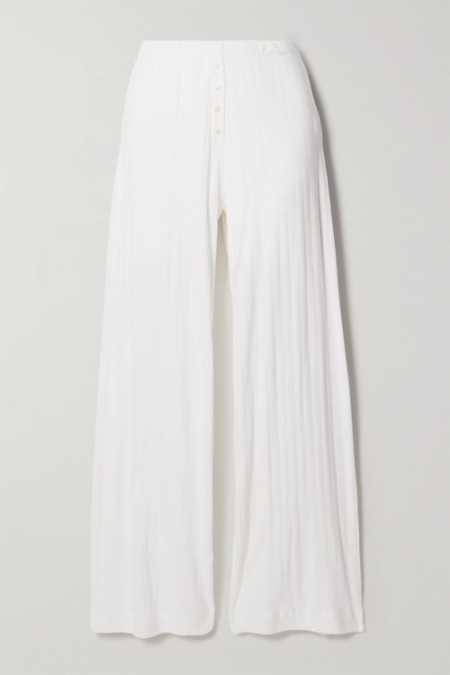 Boxer Pointelle-knit Cotton Pants - White