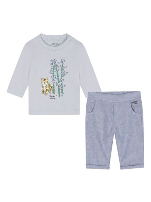 Graphic-print trousers set - Grey