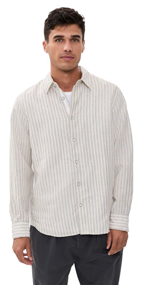 Finch Long Sleeve Linen Stripe Shirt Patus