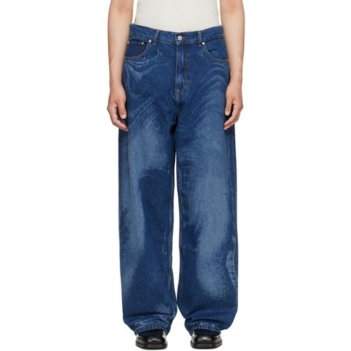 Blue Distorted Laser Loose Fit Jeans