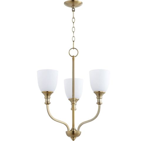 Quorum Richmond 3-Light Transitional Chandelier in Aged Bra
