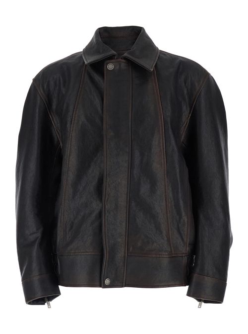 Aged Leather Jacket — Brown