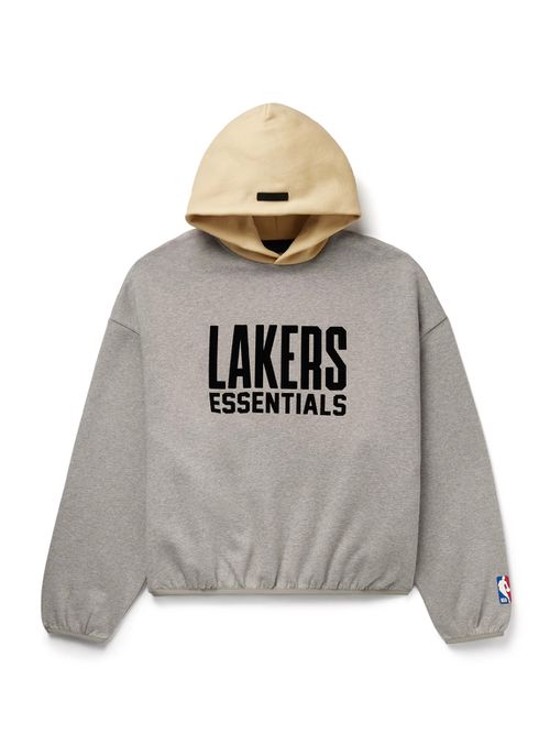 NBA LA Lakers Cropped Appliquéd Cotton-Blend Jersey Hoodie