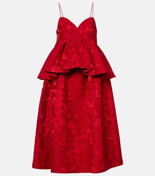 Satine matelassé jacquard midi dress