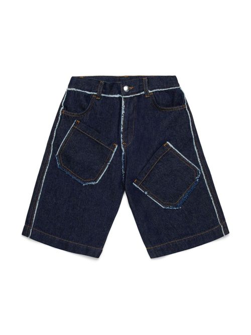 Patch pockets denim shorts - Blue