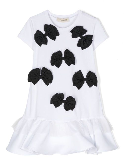 Bow-detailing peplum dress - White