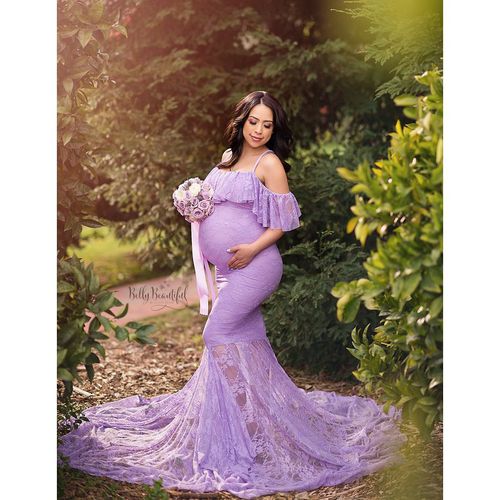 Women'S lace maternity tail short-sleeved dress photography flying sleeve dre