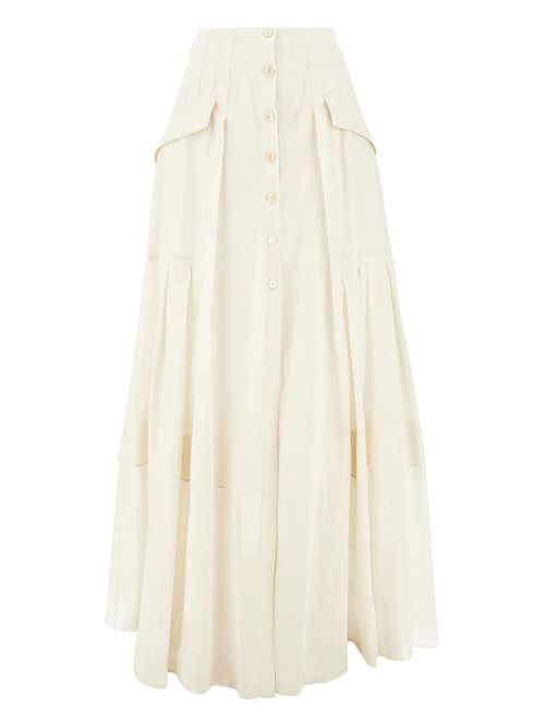 Alberta Ferretti pleated midi skirt - Neutrals