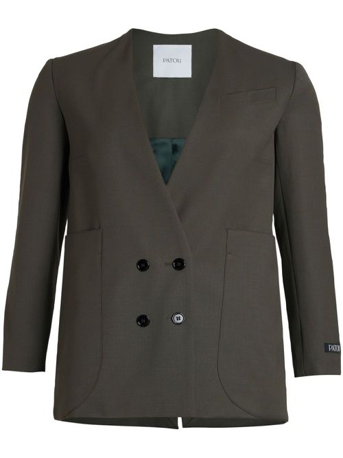 Collarless double-breasted blazer - Green
