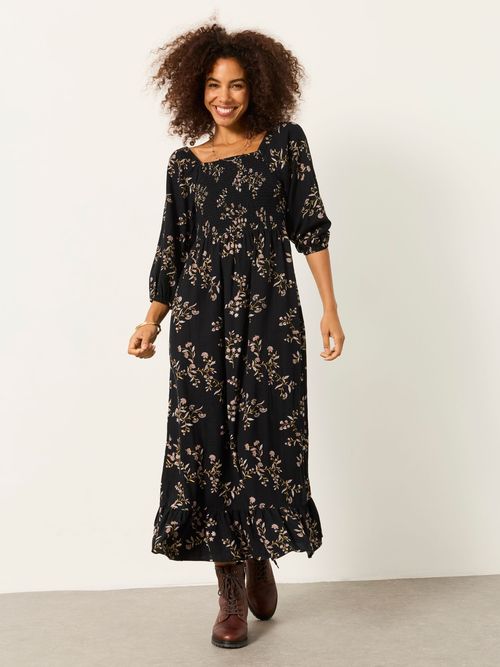 FatFace Adele Black Vintage Floral Petite Midi Dress